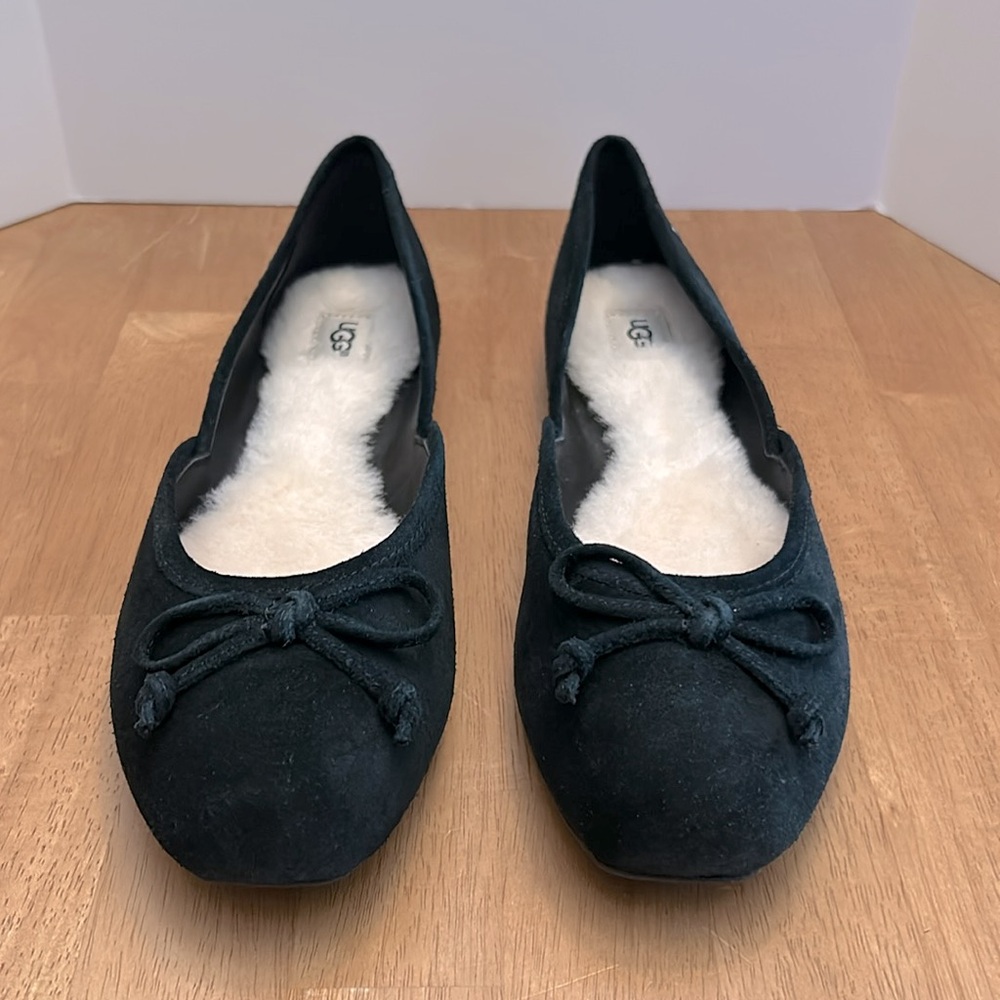 UGG Lena Flat Black Suede Size 10 #1098289